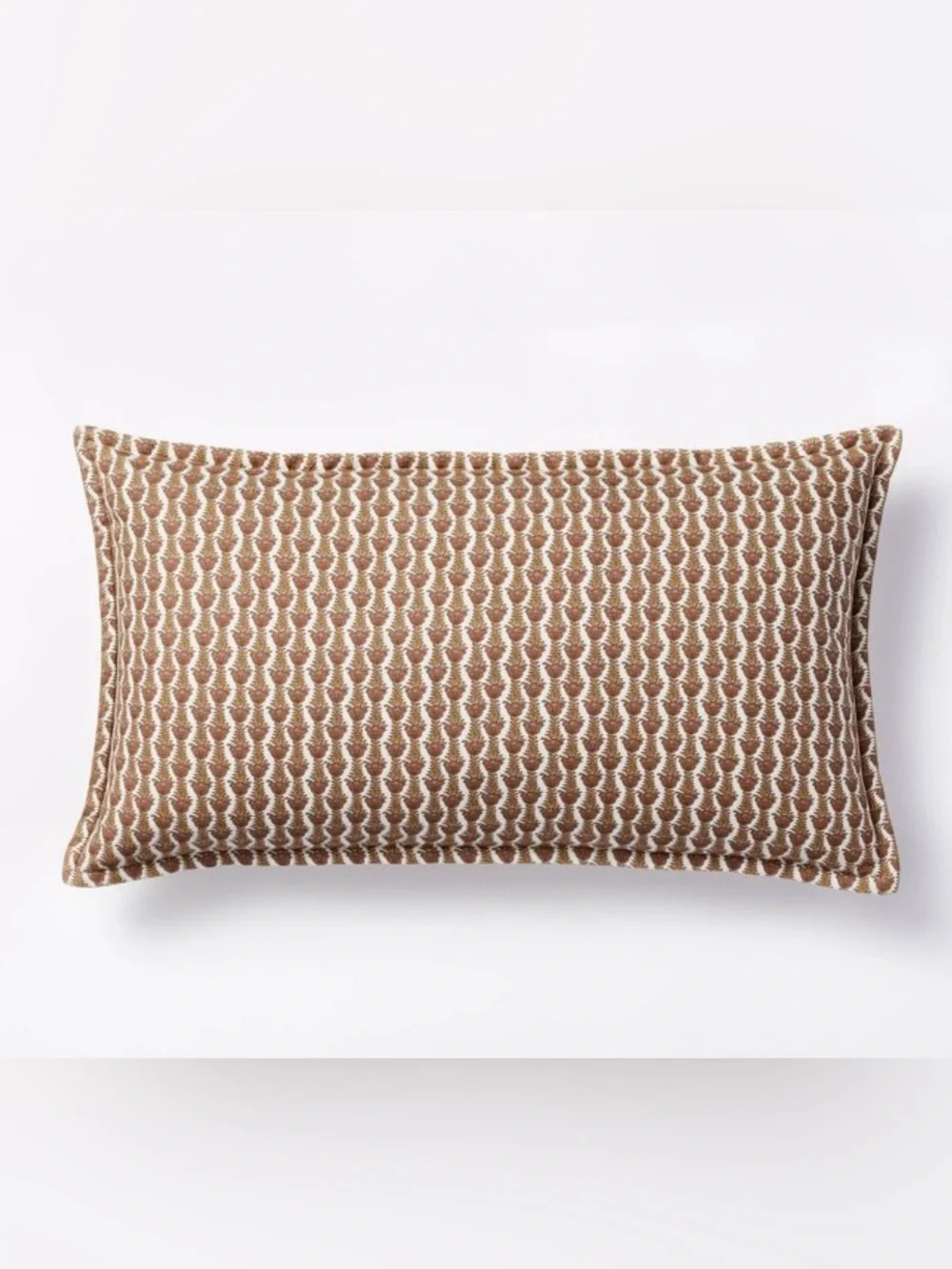 NWT Threshold Studio McGee Oblong Wood Block Floral Decorative Throw Pillow